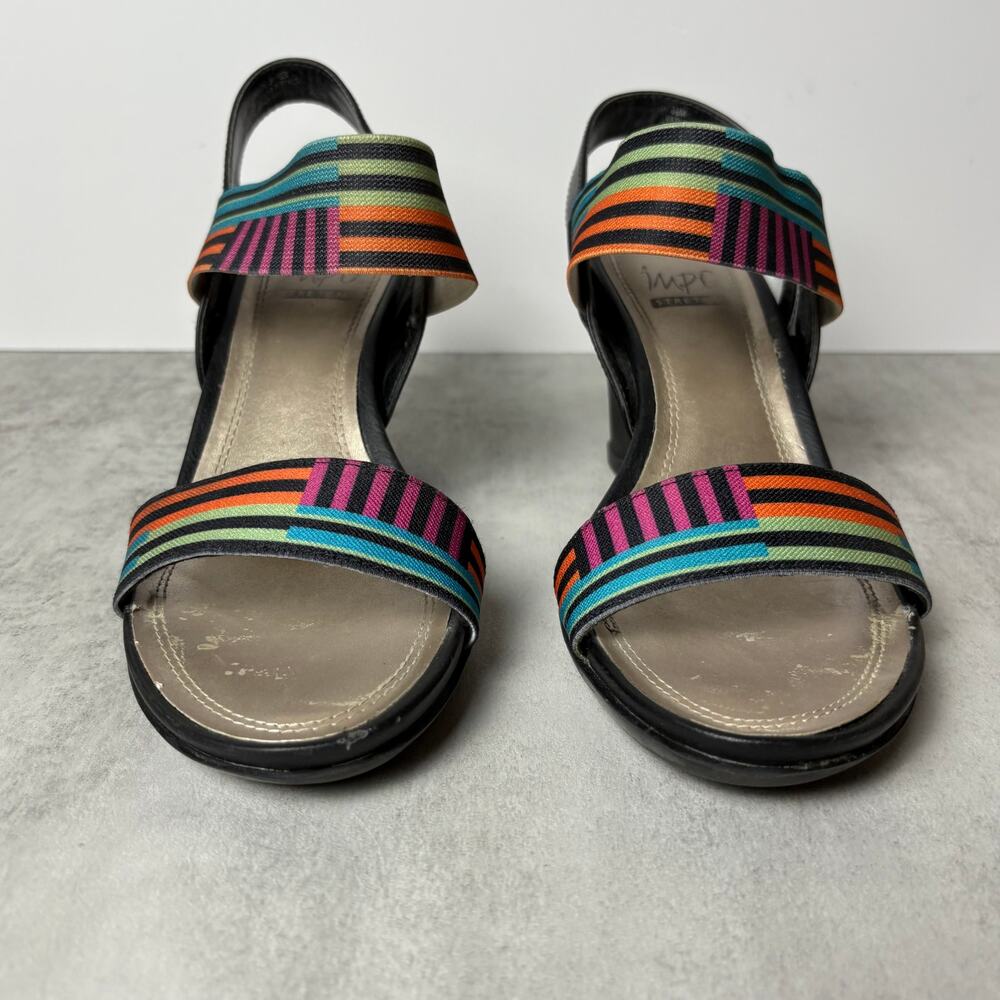 Impo Vasha Bright Multi Black Stretch Wedge Sandals Women's 8.5